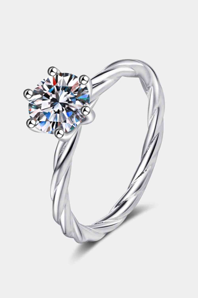 1 Carat Moissanite 6-Prong Twisted Ring - Nine One Network