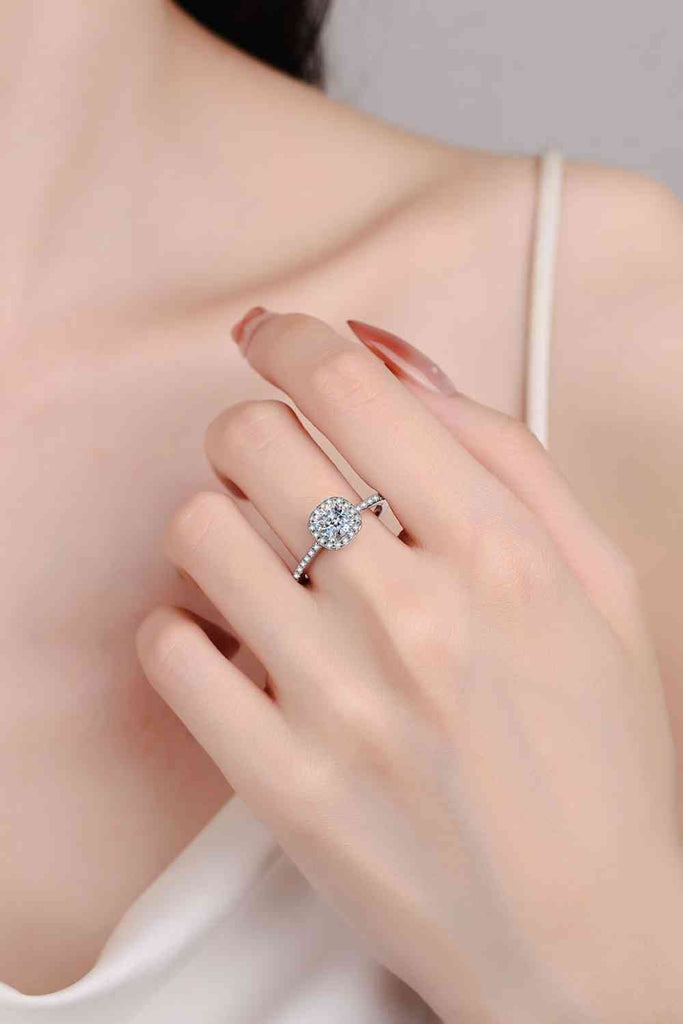 1 Carat Moissanite 925 Sterling Silver Halo Ring - Nine One Network