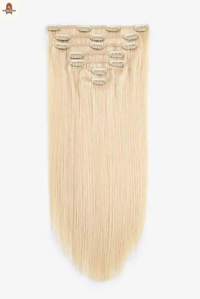 16" 110g Clip-in Hair Extensions Indian Human Hair in Blonde - Nine One Network
