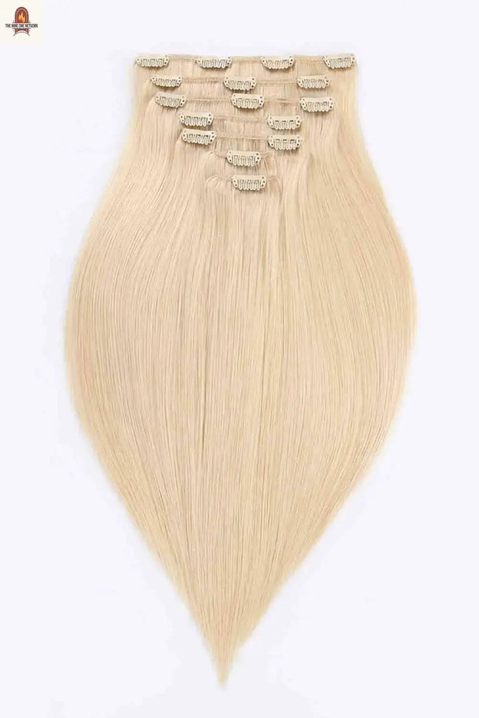 16" 110g Clip-in Hair Extensions Indian Human Hair in Blonde - Nine One Network