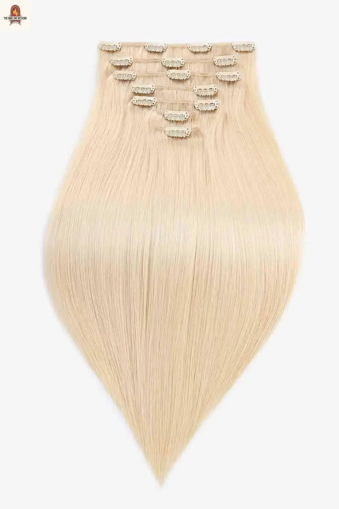 18" 120g Clip-In Hair Extensions Indian Human Hair in Blonde - Nine One Network
