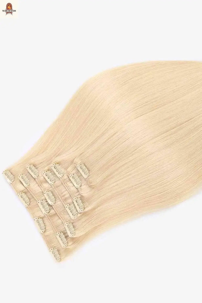 20" 120g Clip-in Hair Extensions Indian Human Hair in Blonde - Nine One Network