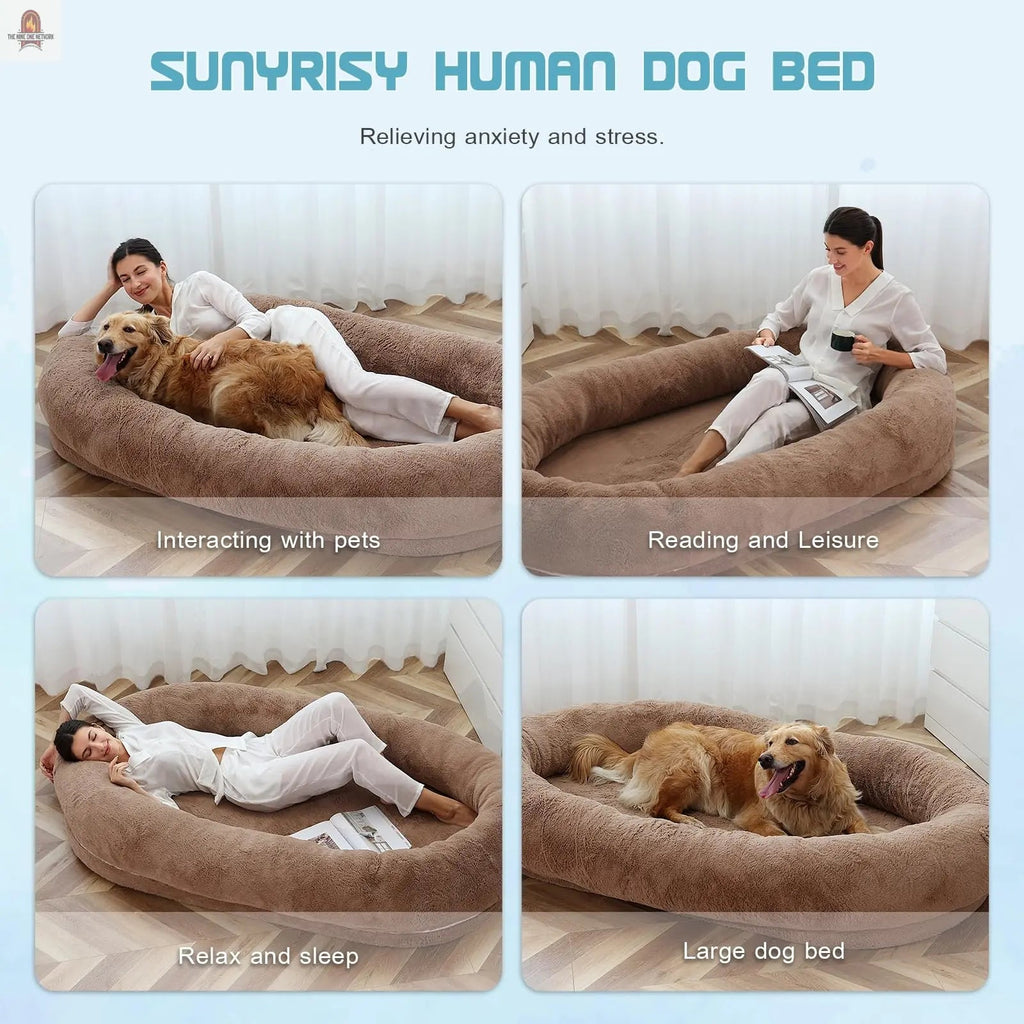 Dog Beds For Humans Size Fits You And Pets Washable Faux Fur Human Dog Bed For People Doze Off Napping Orthopedic Dog Bed - Nine One Network