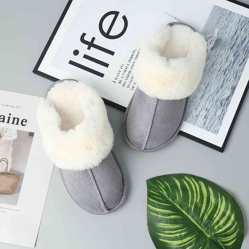 Faux Suede Center Seam Slippers - Nine One Network