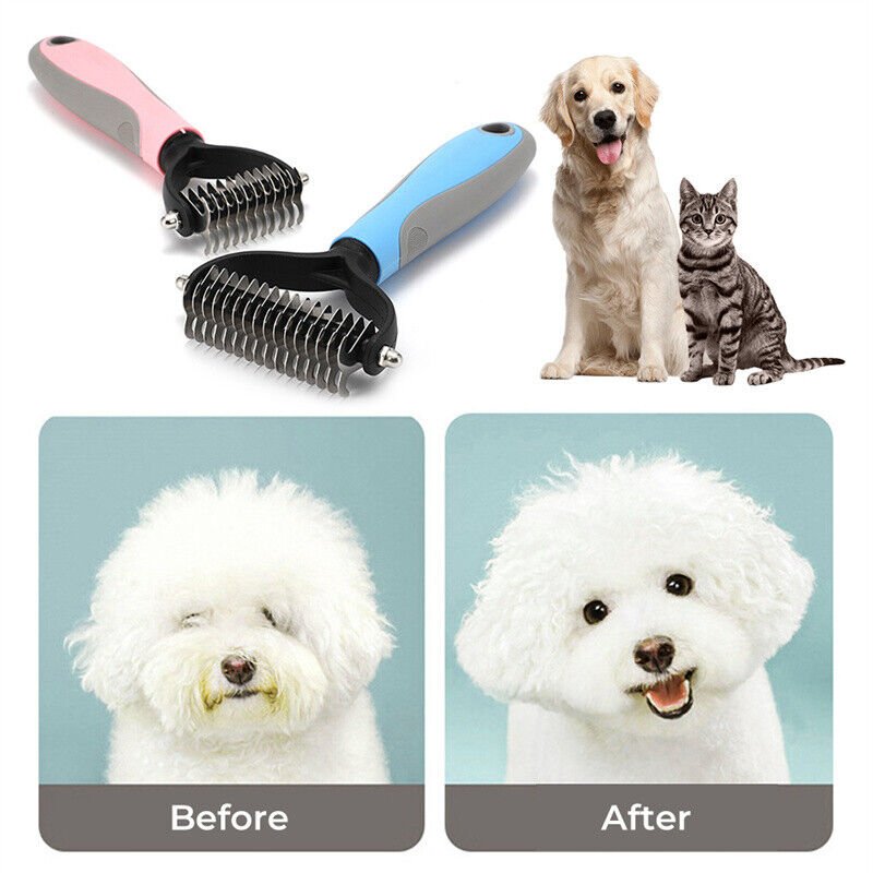 Grooming Brush For Pets DE shedding Tool Rake Comb Pet Hair Remover - Nine One Network