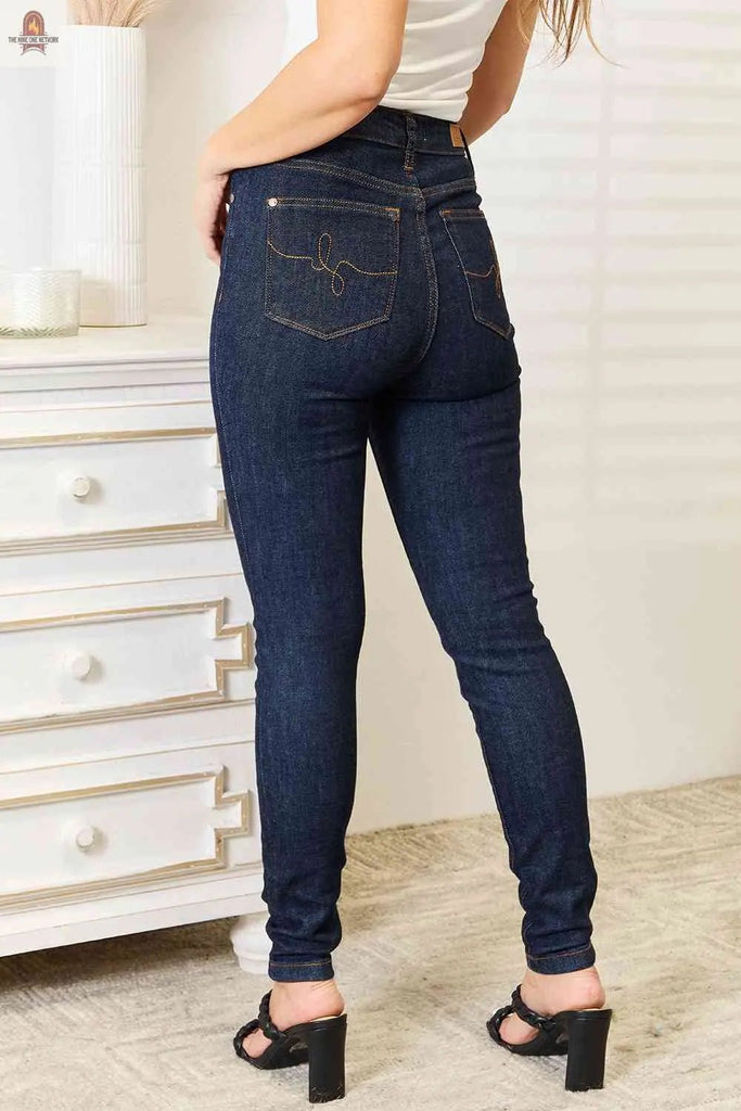 Judy Blue Full Size High Waist Pocket Embroidered Skinny Jeans - Nine One Network