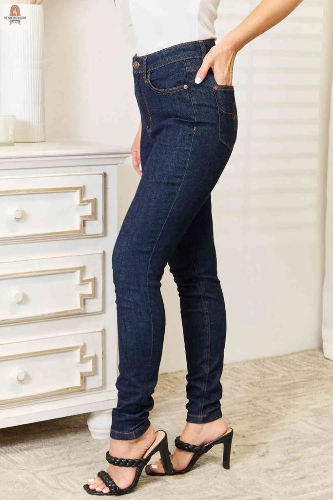 Judy Blue Full Size High Waist Pocket Embroidered Skinny Jeans - Nine One Network