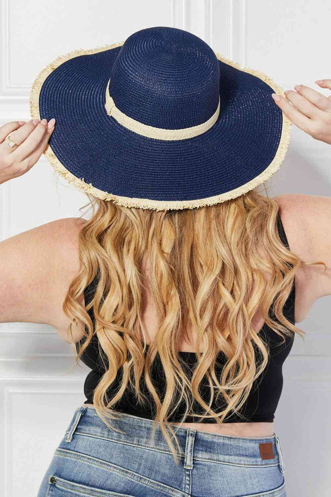 Justin Taylor Bring Me Back Sun Straw Hat in Navy - Nine One Network