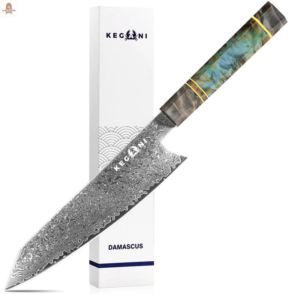 Kegani 8 Inch Kiritsuke Knife -Japanese Chef Knife-Damascus 67-layers VG10 Stainless Steel Kitchen Knife,Professional Chef's Knife For Cutting Meat And Vegetables - Nine One Network