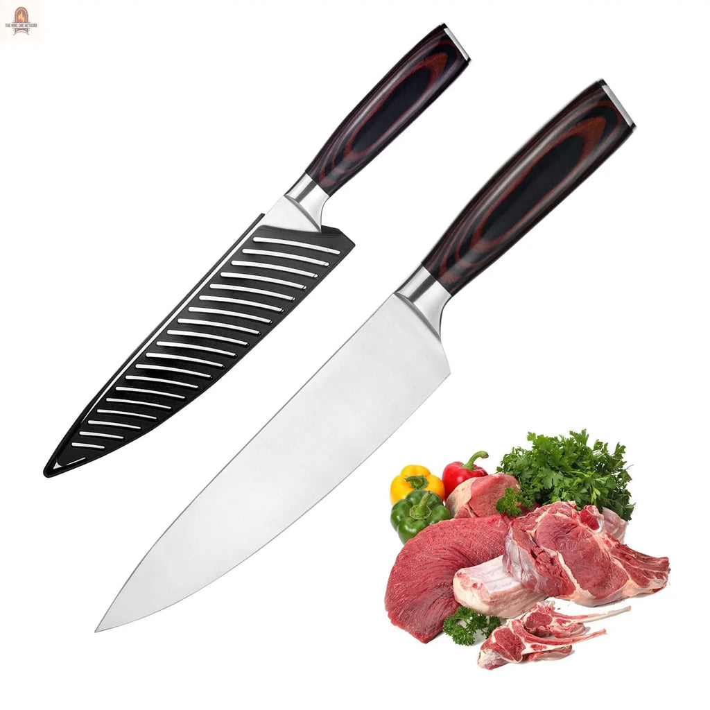 Kegani Japanese Chef Knife 8 Inch - Chefs Knife High Carbon Stainless Steel Knife Kitchen Cooking Knife - Rosewood FullTang Sharp Knife With Sheath - Nine One Network