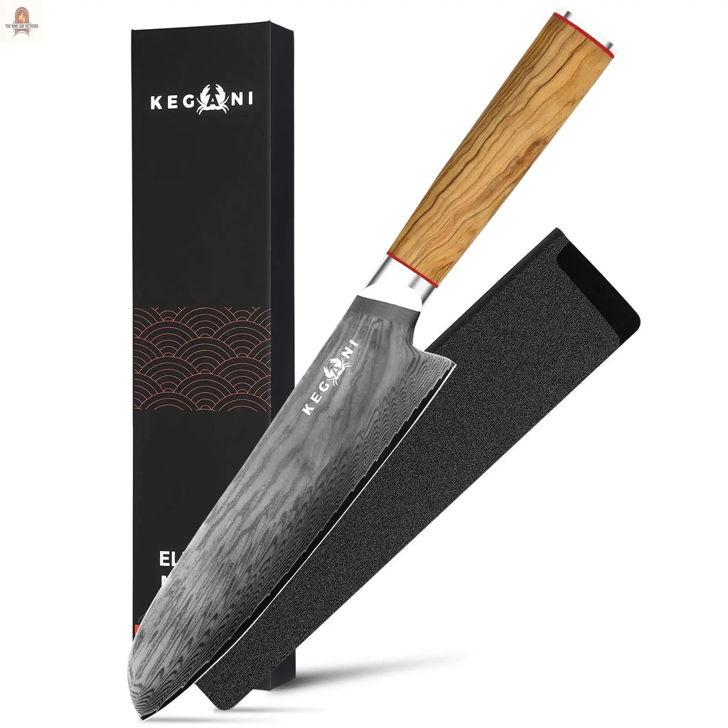 Kegani Kiritsuke Knife - 8 Inch Professional Japanese Chef's Knife, 67 Layers AUS-10 Damascus Steel Kitchen Ultra-Sharp Knife - D-Shaped Handle - Nine One Network