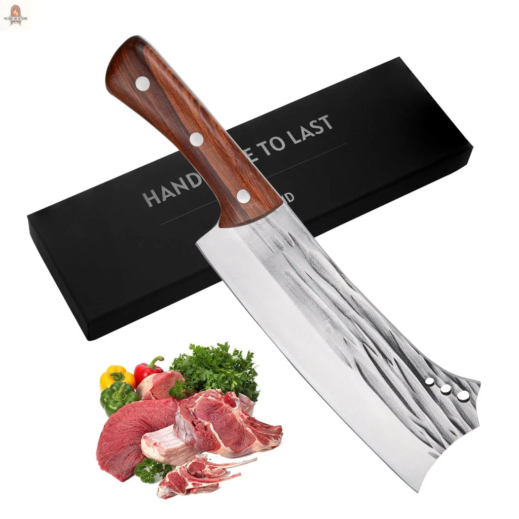 Kegani Meat Cleaver Knife - Heavy Duty Bone Chopper - 1.4 Lbs Butcher Knife Bone Knife - High Carbon Steel Butcher Knife For Meat Cutting, Bone Cutting - Nine One Network