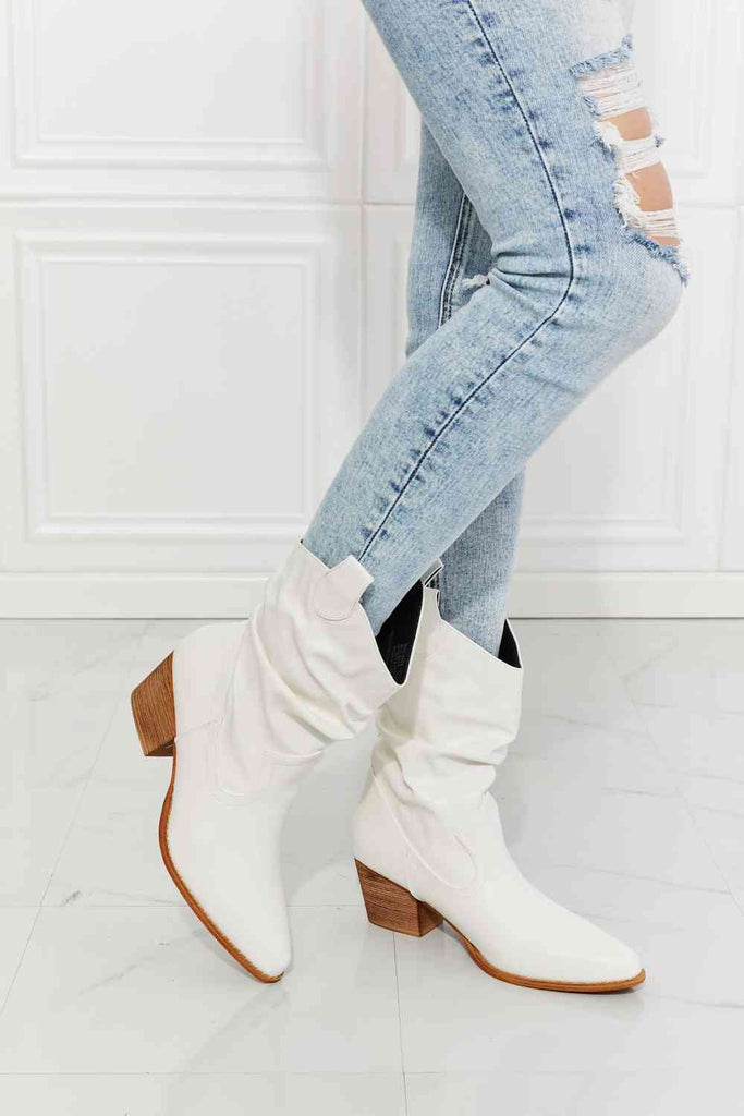 MMShoes Better in Texas Scrunch Cowboy Boots in White - Nine One Network