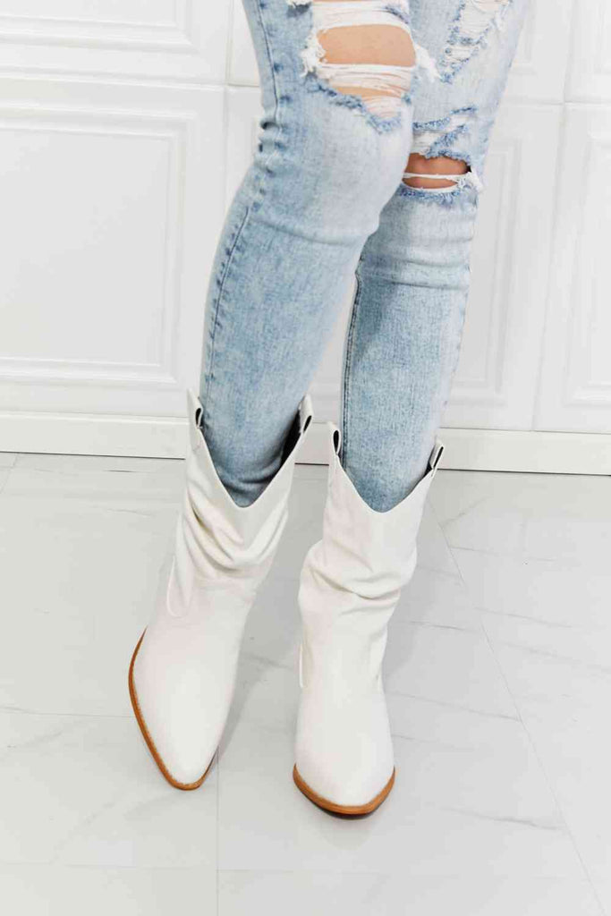 MMShoes Better in Texas Scrunch Cowboy Boots in White - Nine One Network