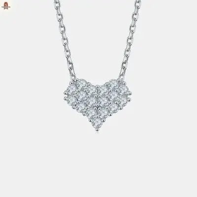 Moissanite 925 Sterling Silver Heart Necklace - Nine One Network