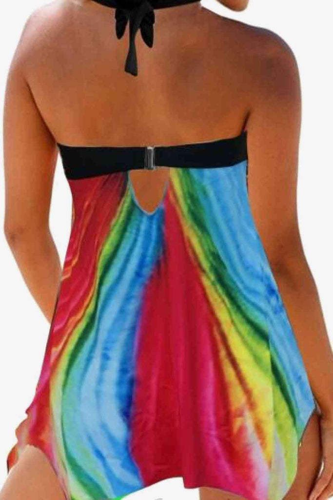 Multicolored Halter Neck Two-Piece Swimsuit - Nine One Network