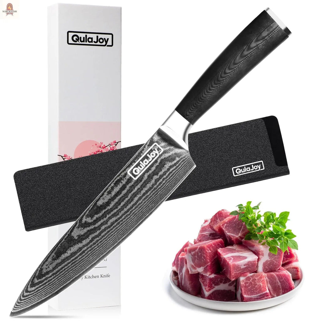 Qulajoy 8 Inch Chef Knife, Ultra Sharp Japanese Damascus VG-10 Blade,Professional Kitchen Knife With Ergonomic G10 Handle And Sheath - Nine One Network