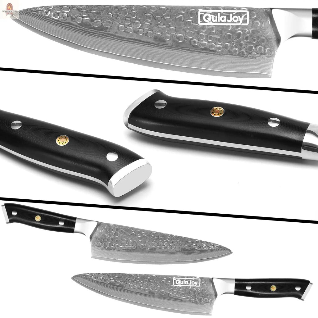 Qulajoy Chef Knife 8 Inch,Professional Japanese VG-10 Damascus 67 Layer Blade,Ultra Sharp Hammered Master Chefs Knife,Ergonomic G10 Handle,Triple Rivet And Full Tang - Nine One Network