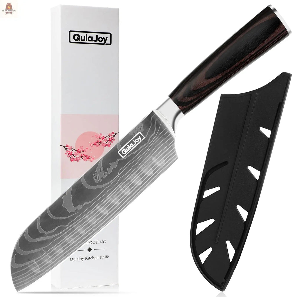 Qulajoy Santoku Knife, High Carbon Stainless Steel Chef Knife Japanese Kitchen Knives With Ergonomic Pakkawood Handle, Chopping Knife For Home Kitchen Cooking - Nine One Network