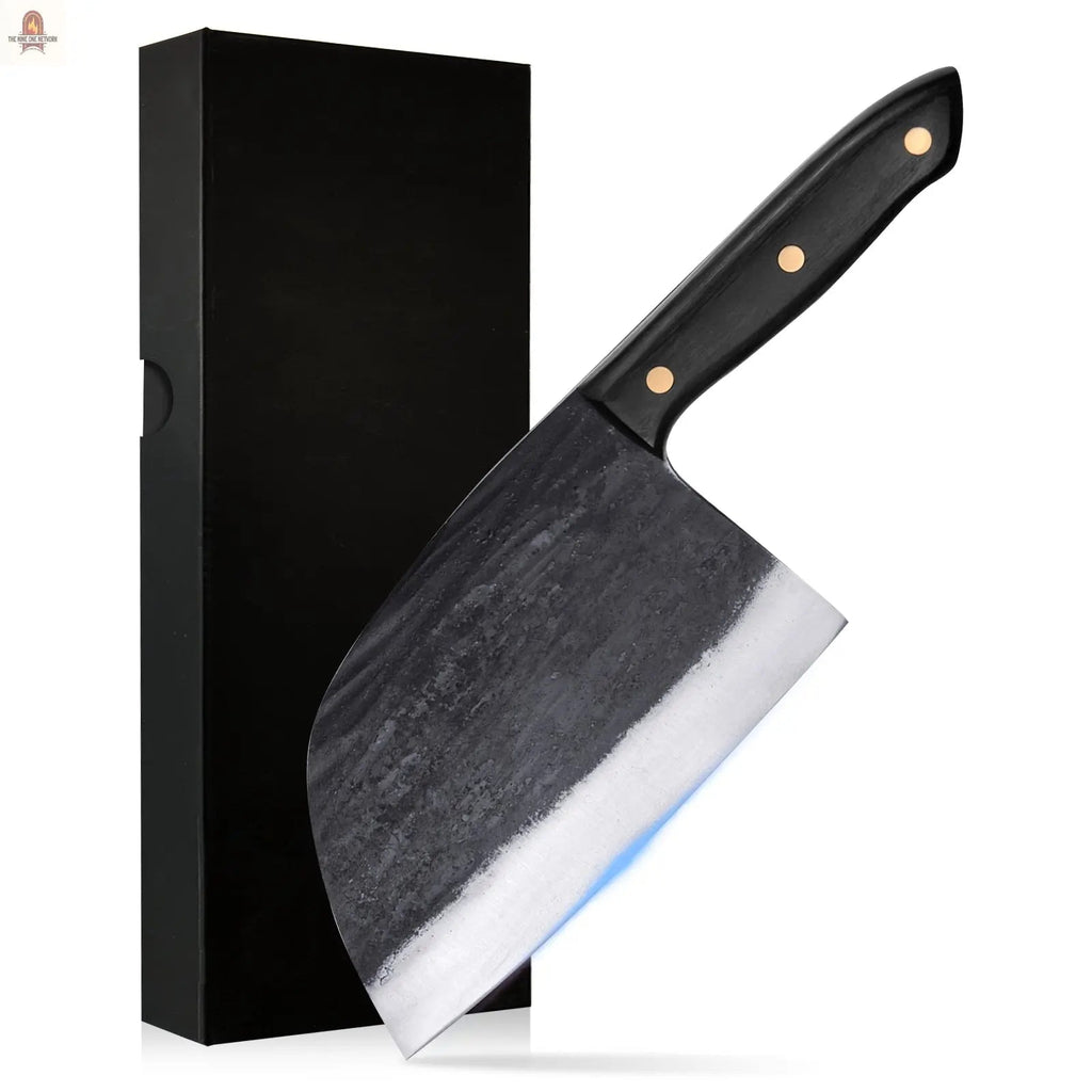 Qulajoy Serbian Chef Knife 6.7 Inch - High Carbon Steel Meat Cleaver - Professional Japanese Full Tang Hammered Cutting Knife For Kitchen Camping BBQ Outdoor - Nine One Network
