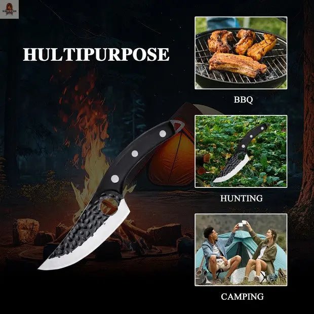 Qulajoy Viking Knife - Hand Forged Boning Knife Butcher Knife - Hammered High Carbon Steel Meat Cleaver For Kitchen Outdoor Camping BBQ - Nine One Network