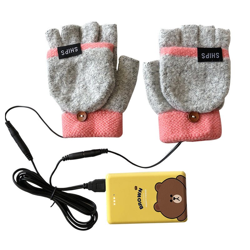 USB Electrically Heated Gloves Half Finger Gloves Indoor Outdoor - Nine One Network