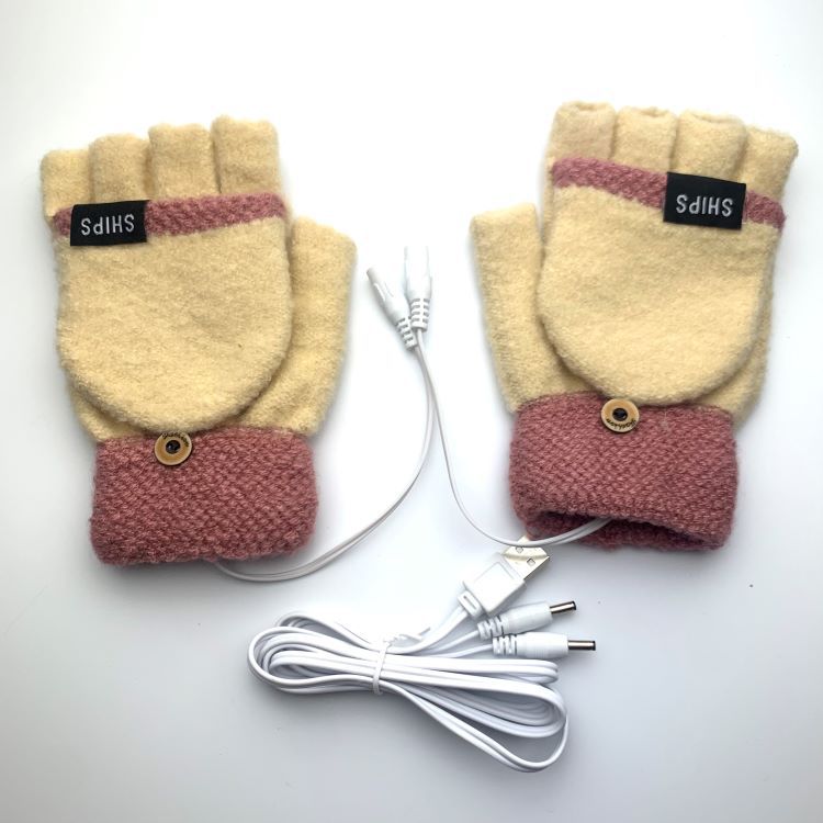 USB Electrically Heated Gloves Half Finger Gloves Indoor Outdoor - Nine One Network