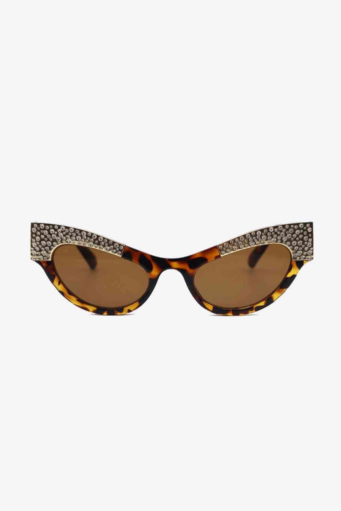 UV400 Rhinestone Trim Cat-Eye Sunglasses - Nine One Network