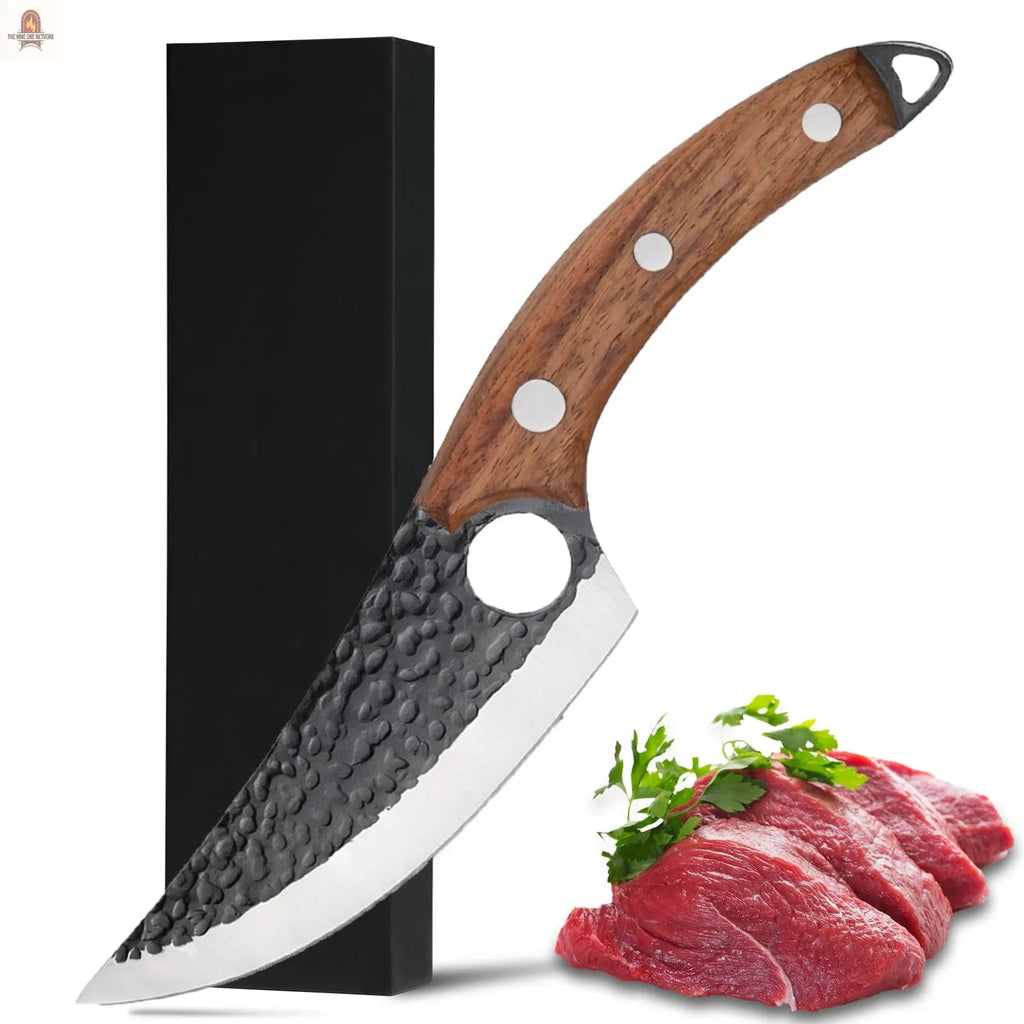 Viking Knife Japanese Professional Kitchen Knife, Hand Forged Meat Cleaver Knife With Finger Hole And Heart Hanging Hole - Nine One Network
