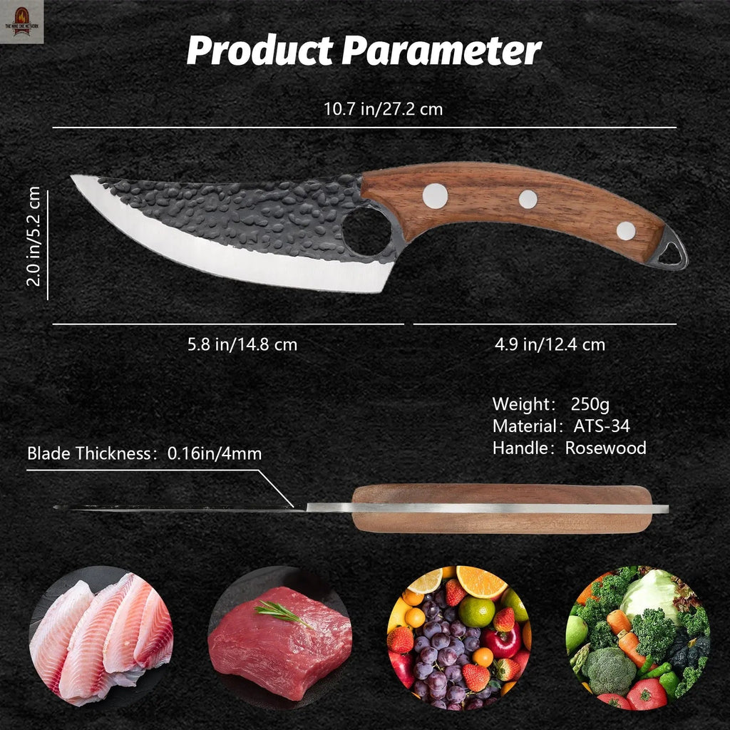 Viking Knife Japanese Professional Kitchen Knife, Hand Forged Meat Cleaver Knife With Finger Hole And Heart Hanging Hole - Nine One Network