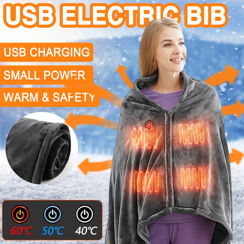 Winter Flannel Heated Blanket Cold Protection Body Warmer Usb Heated Warm Shawl Electric Heated Plush Blanket - Nine One Network