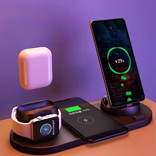 Wireless Charger For IPhone Fast Charger For Phone Fast Charging Pad For Phone Watch 6 In 1 Charging Dock Station - Nine One Network