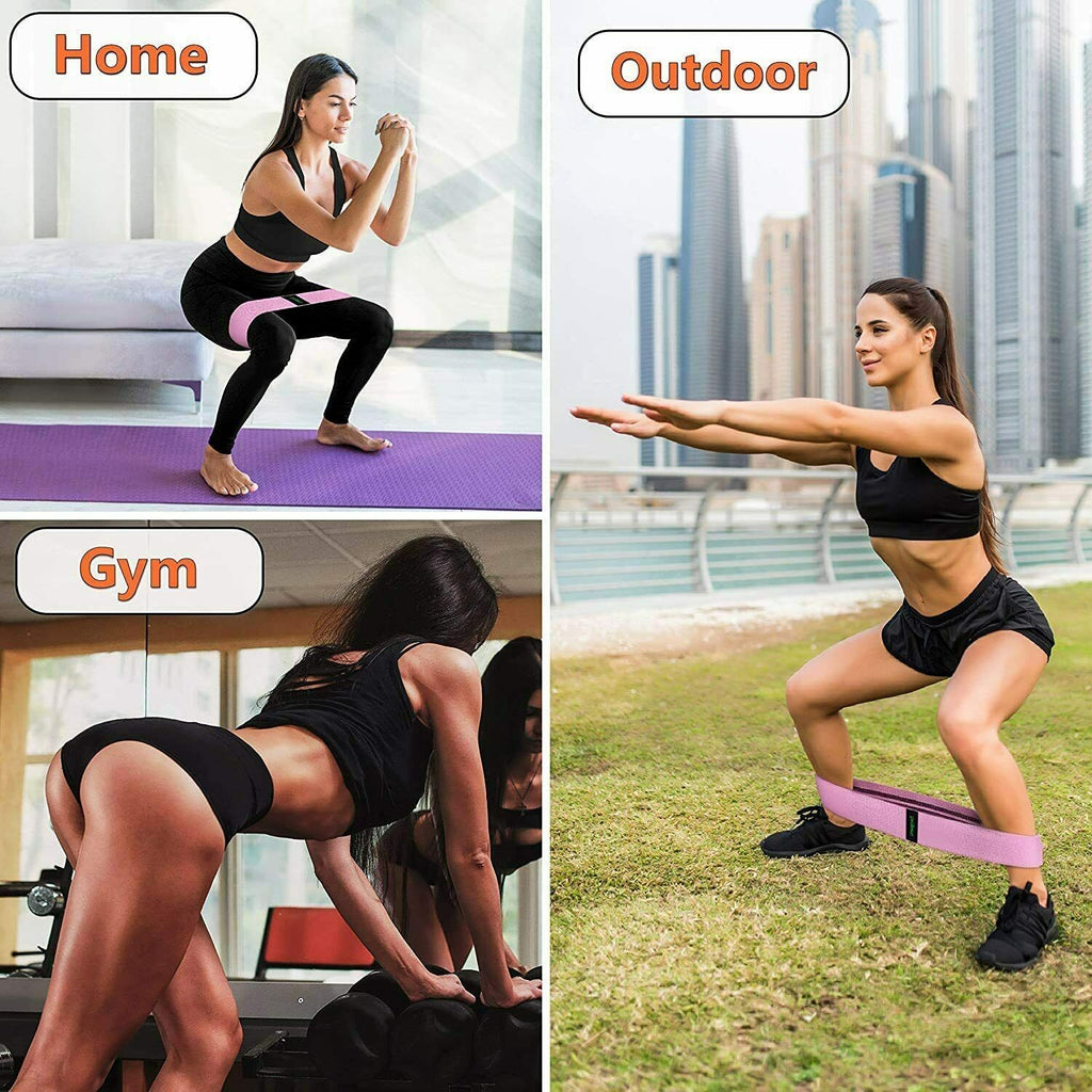 Workout Resistance Bands Loop Set Fitness Yoga Legs & Butt Workout Exercise Band - Nine One Network